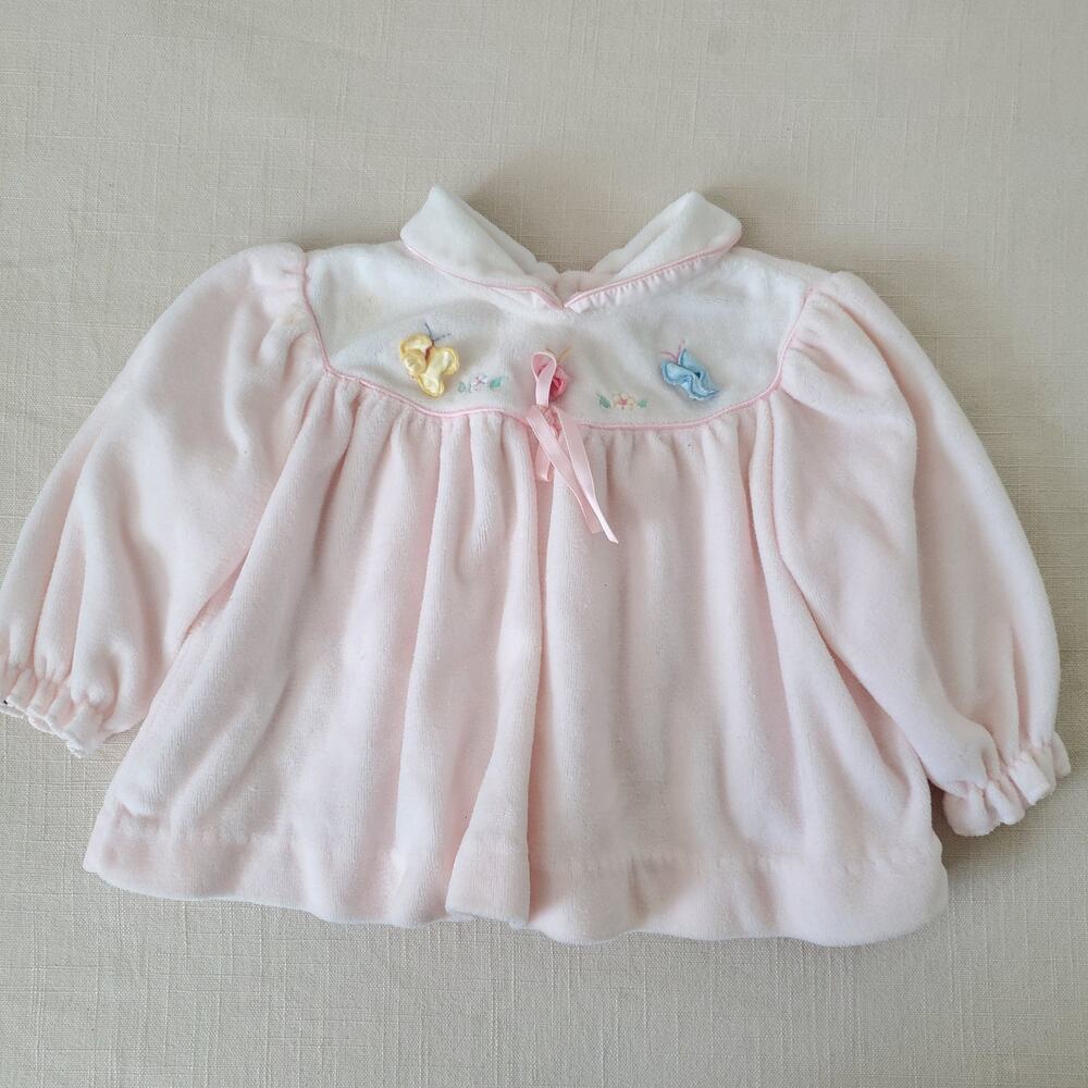 Vintage Butterfly Velour Long Sleeve 6-9 months